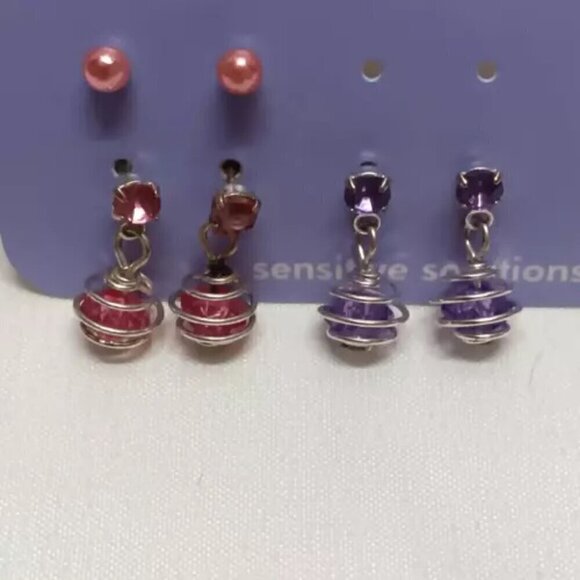 Claire's Sensitive Solutions 3-Pack Pierced Earrings Stud & Dangle Brand New - Picture 5 of 5